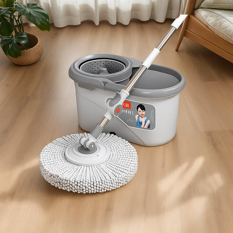 360° Spin Mop and Bucket Set with 2 Microfiber Refills, a Stainless Steel Adjustable Telescopic Pole, and a Plastic Bucket for Household General Cleaning. Wipes Steam Mop Roll Mop Magic Eraser Mop Super Mop