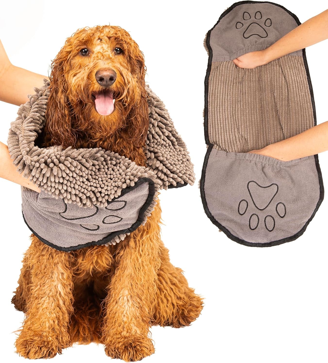 🐶 Toalla Gris Dirty Dog Shammy – Ultra Absorbente y de Secado Rápido para Mascotas
