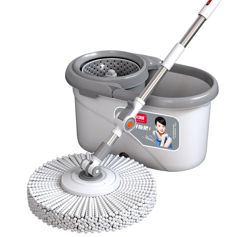 360° Spin Mop and Bucket Set with 2 Microfiber Refills, a Stainless Steel Adjustable Telescopic Pole, and a Plastic Bucket for Household General Cleaning. Wipes Steam Mop Roll Mop Magic Eraser Mop Super Mop