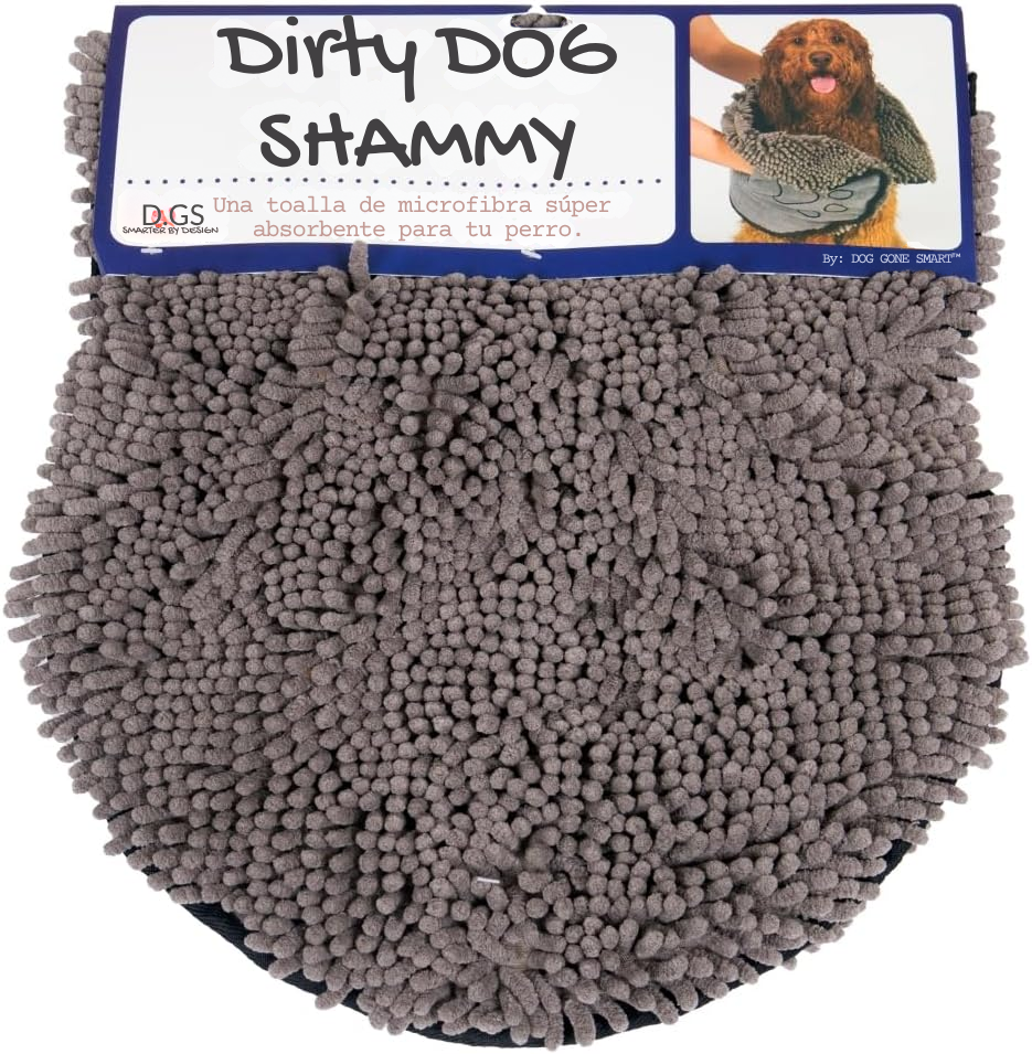 🐶 Toalla Gris Dirty Dog Shammy – Ultra Absorbente y de Secado Rápido para Mascotas